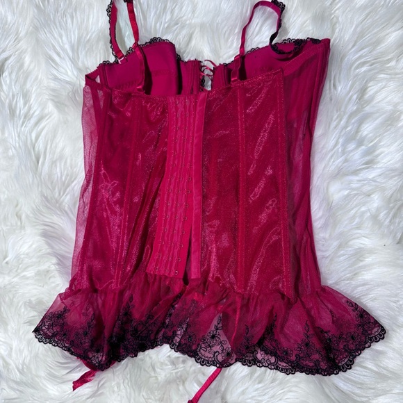 La vie en rose red/black mesh lingerie corset size 36C - Picture 2 of 5